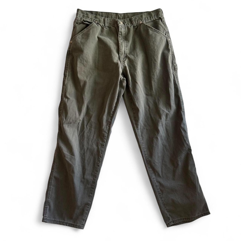 Wrangler Mens Carpenter Jeans 34x32 Faded Olive Gray Relaxed Fit 94LS0OL
